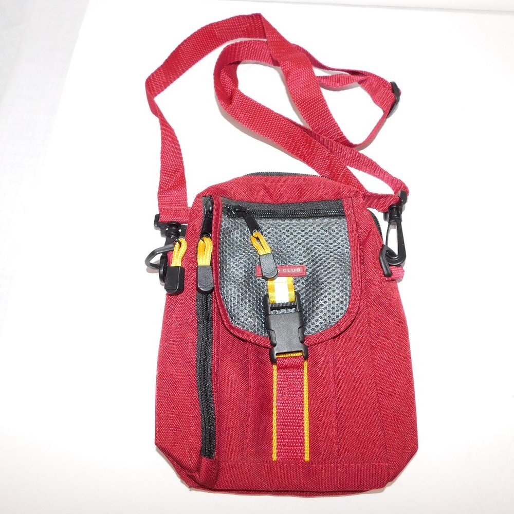 Crossbody shoulder Travel bag Burgundy Yellow Reflective AERO Club